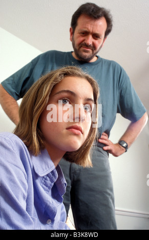 angry dad telling off his teenage daughter Stock Photo