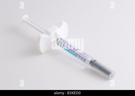 A pre filled syringe of Etanercept brand name Enbrel Stock Photo - Alamy