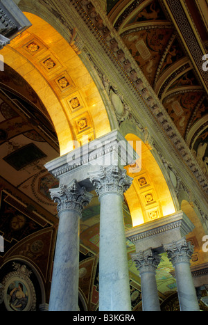 USA Washington DC United States of America Library of Congress Thomas Jefferson building interior.  The Great Hall detail Stock Photo