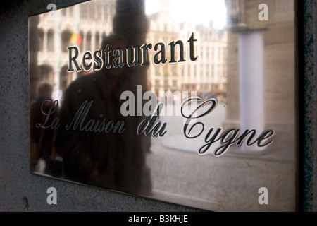 Smart formal and expensive restaurant ' La Maison du Cynge' located at 9 Grand Place in Brussels Belgium Stock Photo