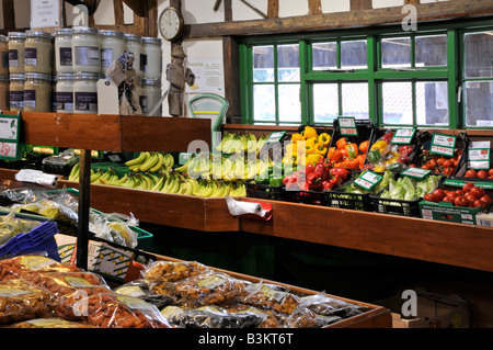 Interior of Calcott Hall property released family retail farm shop business displaying fruit vegetables and general produce Brentwood Essex England UK Stock Photo