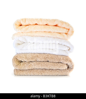 Stack of clean towels on white table in laundry room, space for text Stock  Photo - Alamy