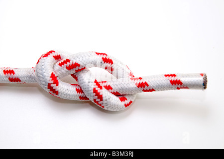 The Figure Eight Knot on white background used as a stopper at the end of a rope Stock Photo