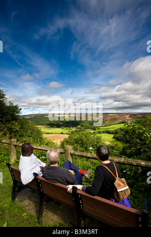 Walkers Surprise View Gillamoor Heather in bloom August North York Moors National Park Stock Photo