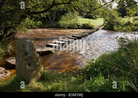 Stepping Stones across the River Esk at Lealholm Esk Valley North Yorkshire Moors Stock Photo