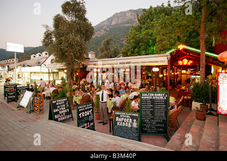 Sultan Ahmet - traditional Turkish restaurant in the resort village of Oludeniz. Province of Mugla, Turkey. Stock Photo