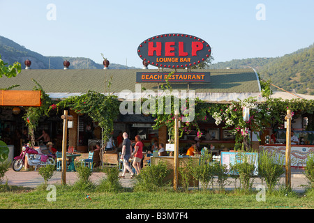 Popular Help Bar in the village of Oludeniz. Province of Mugla, Turkey. Stock Photo