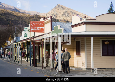 Arrowtown Otago South Island New Zealand Old wooden buildings on Main Street in former gold mining town Stock Photo