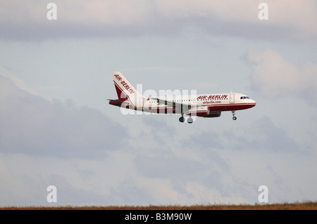 Airbus A319 Air Berlin Aircraft approaching Stansted Airport Stock Photo
