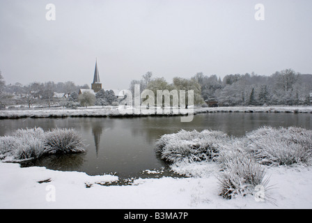 Godalming Parish Church in the Snow Stock Photo