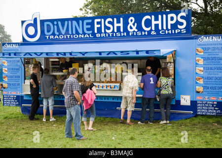 Fish & Chips Seller or vendor at Chatsworth Country Fair Derbyshire, UK Stock Photo