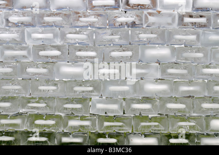 Conceptual art project in the form of a wall of ice was constructed in Westchester, Los Angeles, California, April 26, 2008 Stock Photo