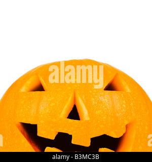 Halloween pumpkin against white with copyspace Stock Photo