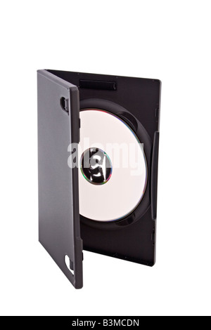 open dvd or cd case with blank disk Stock Photo