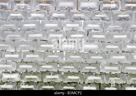 Conceptual art project in the form of a wall of ice was constructed in Westchester, Los Angeles, California, April 26, 2008 Stock Photo