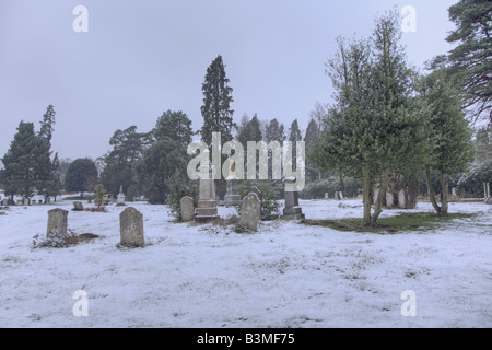 Brookwood Cemetery In Snow - Independent Order of Oddfellows Plot Stock Photo