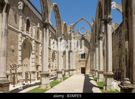 Portugal, the Convento do Carmo de Lisboa monastery ruin in the centre of Lisbon, destroyed in the 1755 earthquake Stock Photo