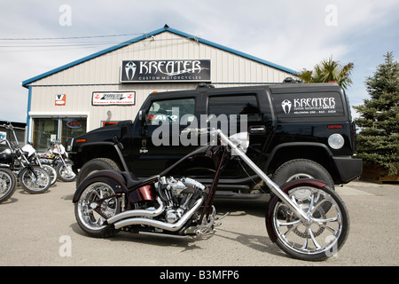 infront of a motorcycle store Stock Photo