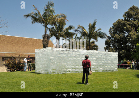 Conceptual art project in the form of a wall of ice was constructed in Westchester, Los Angeles, California, April 26, 2008 Stock Photo