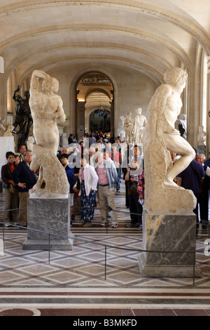 France Paris Crowds admiring works of art at the Musee du Louvre in Paris Stock Photo