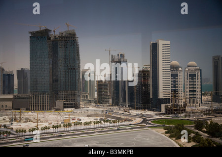 Doha Corniche Skyline Qatar Construction Buildings Stock Photo