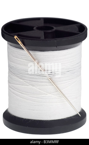 Spool of thread with needle isolated on white background Stock Photo ...