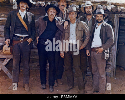 BUTCH CASSIDY AND THE SUNDANCE KID  1969 TCF film with Robert Redford in black and Paul Newman third from right Stock Photo