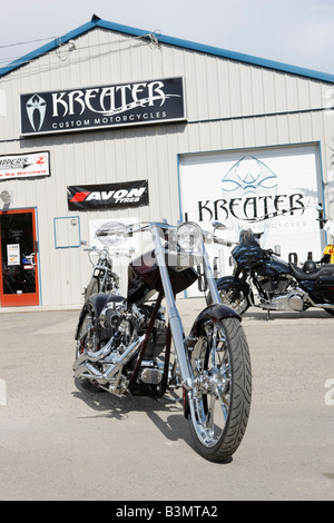 infront of a motorcycle store Stock Photo