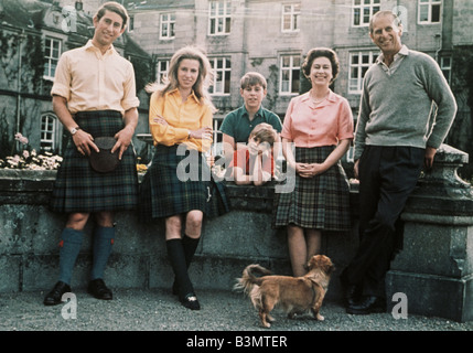 QUEEN ELIZABETH II at Balmoral with Prince Charles,Princess Anne, Prince Edward, Prince Andrew and Prince Phillip at Balmoral