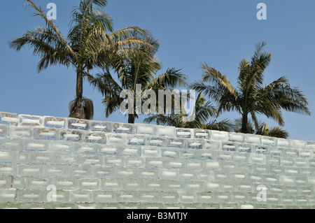 Conceptual art project in the form of a wall of ice was constructed in Westchester, Los Angeles, California, April 26, 2008 Stock Photo