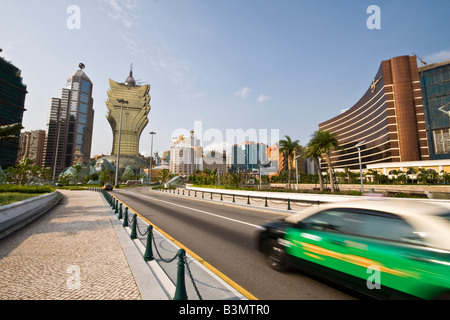 Central Macau looking up to Lisboa casino daytime shot Stock Photo