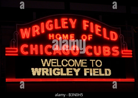 Chicago's Wrigley Field Historic Neon Sign Stock Photo