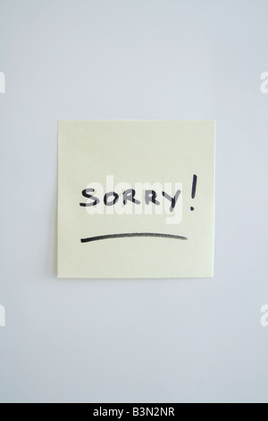 Adhesive note saying 