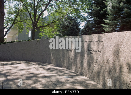 Grave Site of President Gerald R Ford with the Presidential Museum in the background Stock Photo