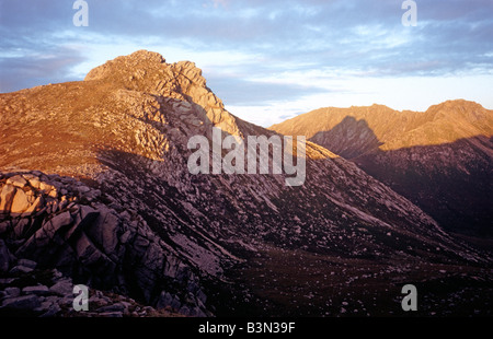 Chir Mhor and other mountains of the Isle of Arran at sunset Stock Photo