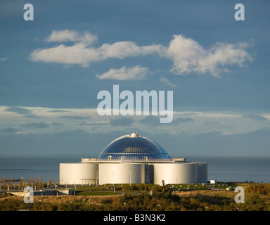 Perlan, the Pearl, a revolving restaurant of top of hot water tanks Reykjavik, Iceland Stock Photo