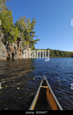 Canoeing on Gordon Lake, Boundary Waters Canoe Area Wilderness, Superior National Forest, Minnesota, USA Stock Photo