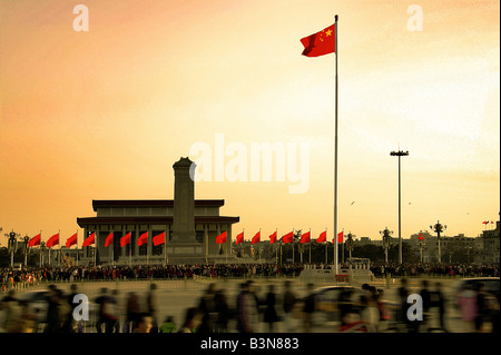 chinese flag in tian'anmen square Stock Photo