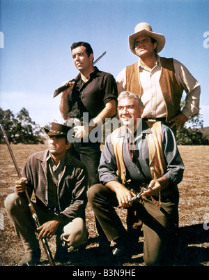 BONANZA  US TV series clockwise from top left: Adam Cartwright, Dan Blocker, Lorne Greene and Michael Landon Stock Photo