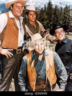 BONANZA  US TV series clockwise from top left: Dan Blocker, Michael Landon, Adam Cartwright and Lorne Greene Stock Photo