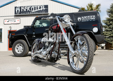 infront of a motorcycle store Stock Photo