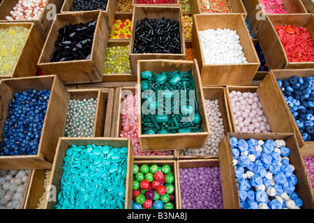 France, Paris, Market stall with buttons Stock Photo