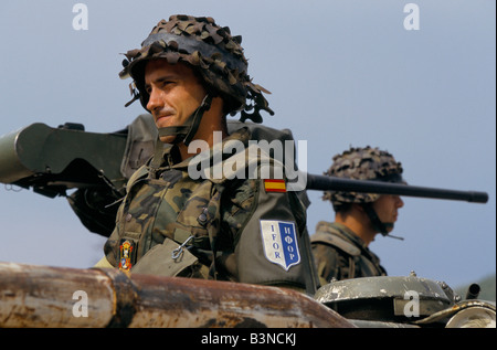 MOSTAR, JUNE 1996', IFOR TROOPS (NATO-LED IMPLIMENTATION FORCE FOR BOSNIA AND HERZEGOVINA)  PATROL IN AN APC, 1996 Stock Photo