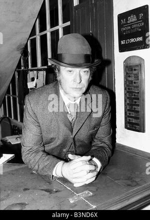 Michael Caine March 1988 Actor in Thames TV Docudrama Jack the Ripper playing the character Detective Inspector Abberline of Scotland Yard filmed at Pinewood Studio Stock Photo