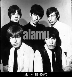 Rolling Stones members from Left to right Keith Richards Bill Wyman Mick Jagger Brian Jones Charlie Watts Stock Photo