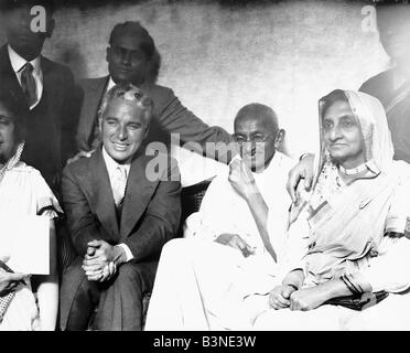 Mahatma Gandhi with Charlie Chaplin at London, England, UK, September ...