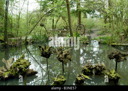 A pond in the Enchanted Forest at Groombridge Place, Kent Stock Photo