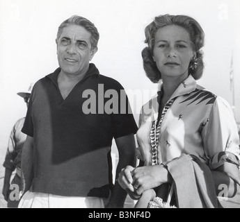 ARISTOTLE ONASSIS and wife TINA at the Venice Film Festival in 1957 Stock Photo