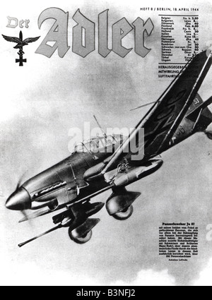 DER ADLER Nazi magazine about the Luftwaffe. This issue shows a Stuka dive bomber on the cover Stock Photo