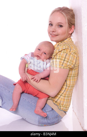 Georgia Moffett May 2002 with baby son Ty Georgia is the daughter of Actor Peter Davison and Actress Sandra Dickinson Stock Photo